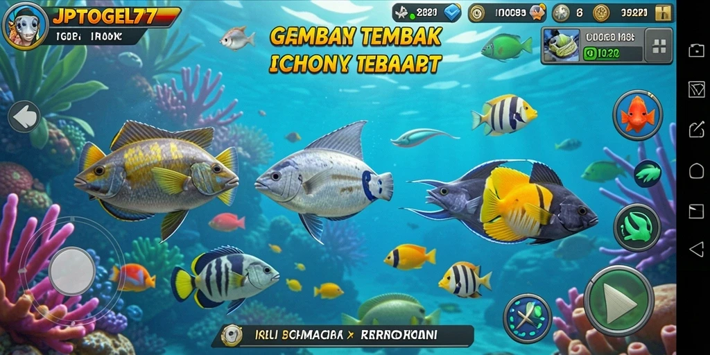 Screenshot gameplay JPTOGEL77 menampilkan aksi menangkap ikan yang seru.