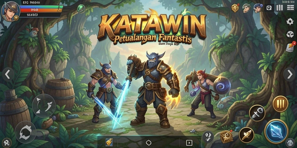 Tampilan gameplay KATAWIN yang menakjubkan dalam pertempuran RPG.